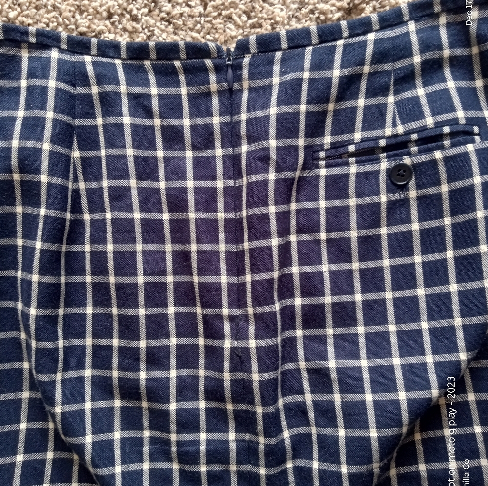 Ralph Lauren Plaid Midi Skirt Cotton Blend Vintage Blue Size Large 14 - Picture 6 of 9